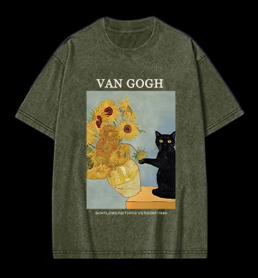 Vincent Willem van Gogh Sunflowers Vintage Washed 100% Cotton T-Shirt
