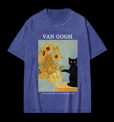 Vincent Willem van Gogh Sunflowers Vintage Washed 100% Cotton T-Shirt
