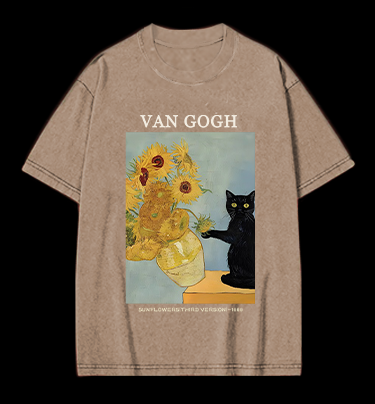 Vincent Willem van Gogh Sunflowers Vintage Washed 100% Cotton T-Shirt