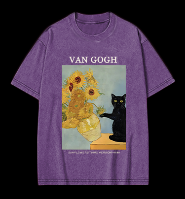 Vincent Willem van Gogh Sunflowers Vintage Washed 100% Cotton T-Shirt