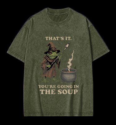 Funny Frog Soup Classic Vintage Washed 100% Cotton T-Shirt
