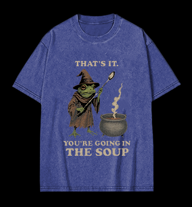 Funny Frog Soup Classic Vintage Washed 100% Cotton T-Shirt
