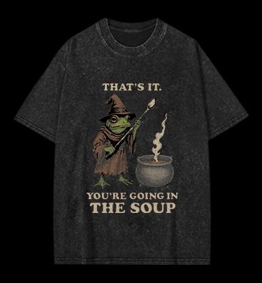 Funny Frog Soup Classic Vintage Washed 100% Cotton T-Shirt
