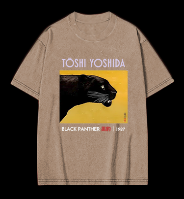 Toshi Yoshida Black Panther Vintage Washed 100% Cotton T-Shirt