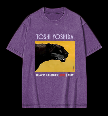 Toshi Yoshida Black Panther Vintage Washed 100% Cotton T-Shirt