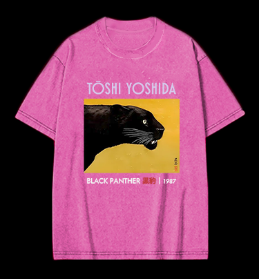 Toshi Yoshida Black Panther Vintage Washed 100% Cotton T-Shirt
