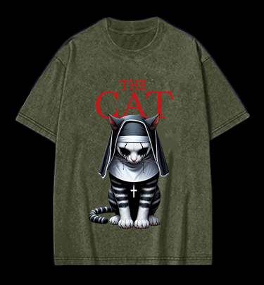 The Conjuring Cat Vintage Washed 100% Cotton T-Shirt