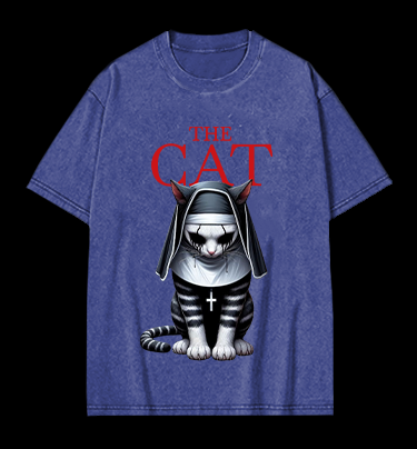 The Conjuring Cat Vintage Washed 100% Cotton T-Shirt