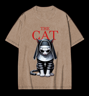 The Conjuring Cat Vintage Washed 100% Cotton T-Shirt