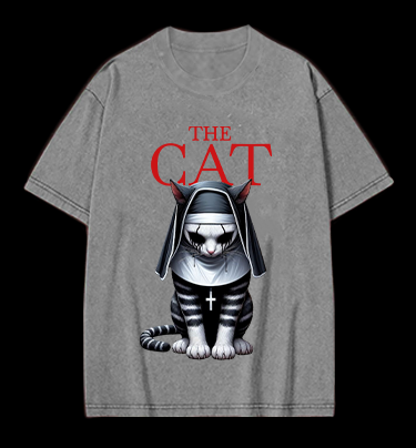 The Conjuring Cat Vintage Washed 100% Cotton T-Shirt