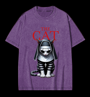 The Conjuring Cat Vintage Washed 100% Cotton T-Shirt