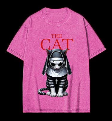 The Conjuring Cat Vintage Washed 100% Cotton T-Shirt