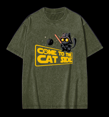 Star Cat Vintage Washed 100% Cotton T-Shirt