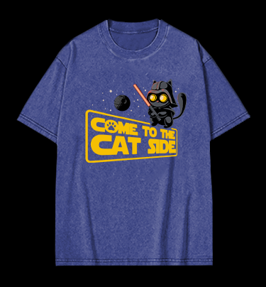 Star Cat Vintage Washed 100% Cotton T-Shirt