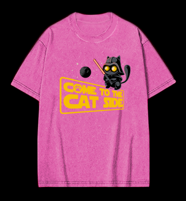 Star Cat Vintage Washed 100% Cotton T-Shirt