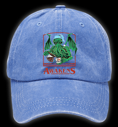 A Cthulhu monster who loves coffee Vintage Washed 100% Cotton Baseball Hat - TheDrunkShark