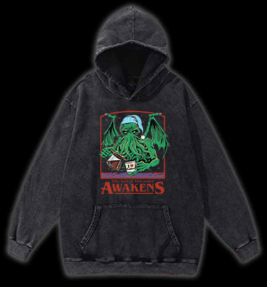 A Cthulhu monster who loves coffee Vintage Washed 100% Cotton Hoodie - TheDrunkShark