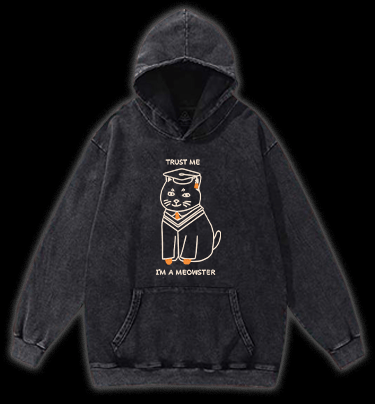 A Meowster Vintage Washed 100% Cotton Hoodie - TheDrunkShark