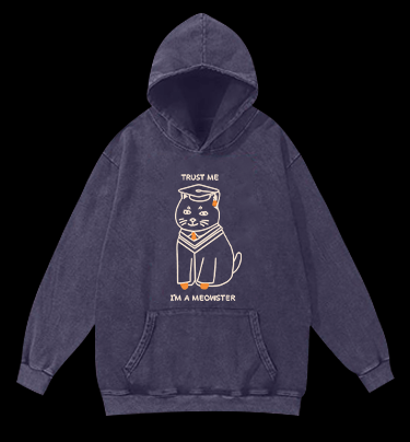A Meowster Vintage Washed 100% Cotton Hoodie - TheDrunkShark