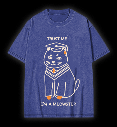 A Meowster Vintage Washed 100% Cotton T-Shirt - TheDrunkShark