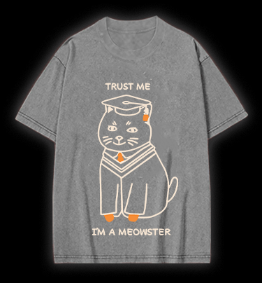 A Meowster Vintage Washed 100% Cotton T-Shirt - TheDrunkShark