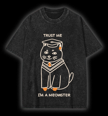 A Meowster Vintage Washed 100% Cotton T-Shirt - TheDrunkShark