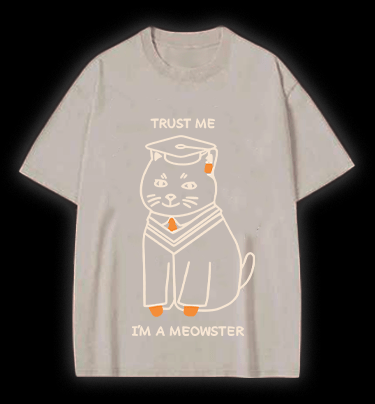 A Meowster Vintage Washed 100% Cotton T-Shirt - TheDrunkShark