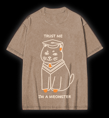 A Meowster Vintage Washed 100% Cotton T-Shirt - TheDrunkShark