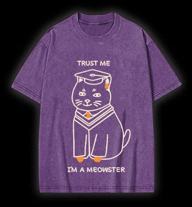 A Meowster Vintage Washed 100% Cotton T-Shirt - TheDrunkShark