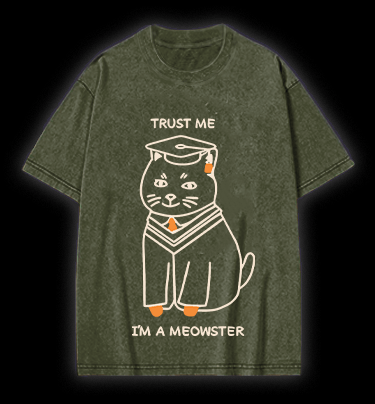 A Meowster Vintage Washed 100% Cotton T-Shirt - TheDrunkShark