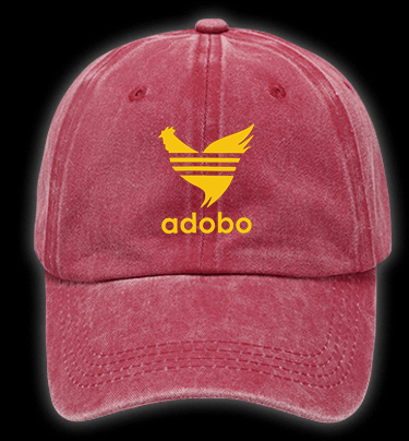 Adobo??¡ê¡ès Rooster Logo Vintage Washed 100% Cotton Baseball Hat - TheDrunkShark