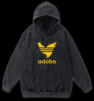 Adobo??£¤s Rooster Logo Vintage Washed 100% Cotton Hoodie - TheDrunkShark
