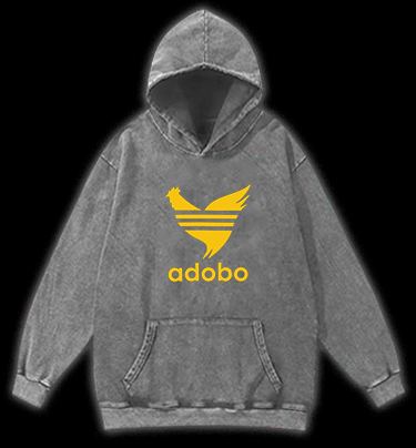 Adobo??£¤s Rooster Logo Vintage Washed 100% Cotton Hoodie - TheDrunkShark