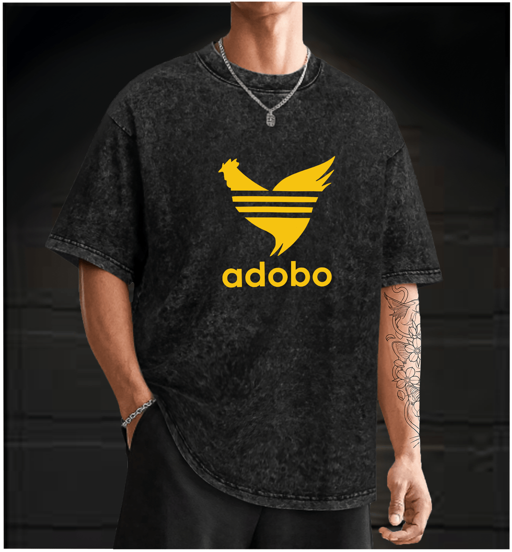 Adobo??£¤s Rooster Logo Vintage Washed 100% Cotton T-Shirt - TheDrunkShark