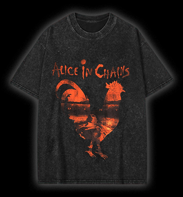  Alice In Chains  Rooster Vintage Washed 100% Cotton T-Shirt - TheDrunkShark