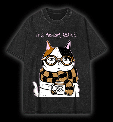  Another Meownday  Cat Vintage Washed 100% Cotton T-Shirt - TheDrunkShark