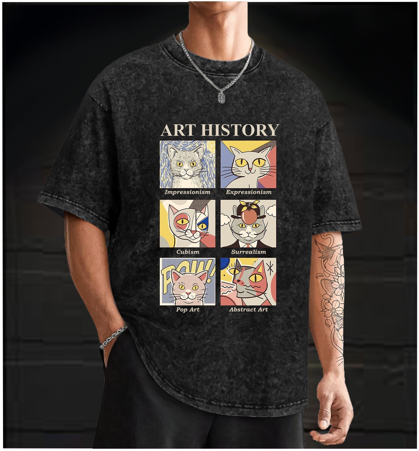  ART HISTORY Vintage Washed 100% Cotton T-Shirt - TheDrunkShark