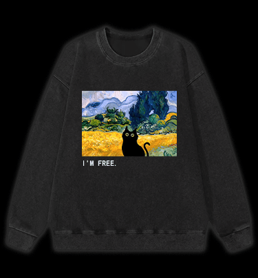 Artistic Cat's Freedom Vintage Washed 100% Cotton Sweatshirt - TheDrunkShark