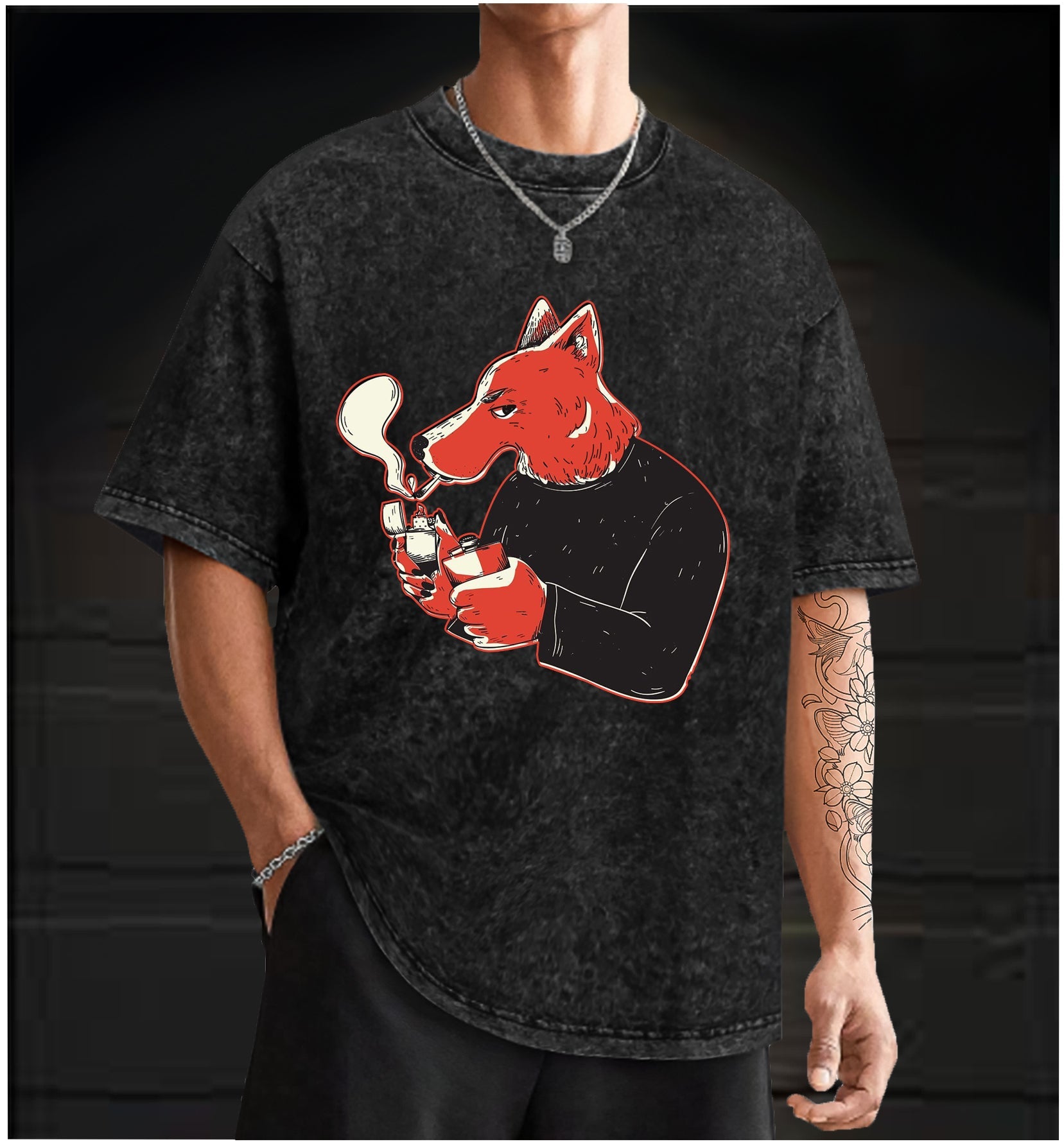  Bad Dog Attitude Vintage Washed 100% Cotton T-Shirt - TheDrunkShark