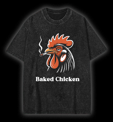 Baked Chicken Smoking Vintage Washed 100% Cotton T-Shirt - TheDrunkShark