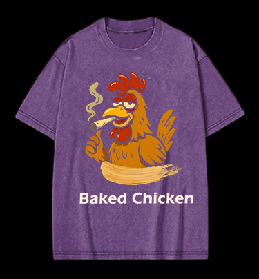 Baked Chicken Smoking Vintage Washed 100% Cotton T-Shirt - TheDrunkShark