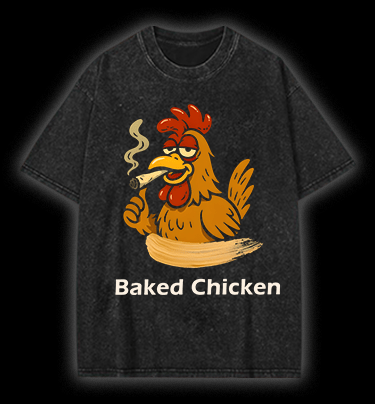 Baked Chicken Smoking Vintage Washed 100% Cotton T-Shirt - TheDrunkShark