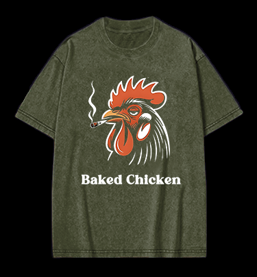 Baked Chicken Smoking Vintage Washed 100% Cotton T-Shirt - TheDrunkShark