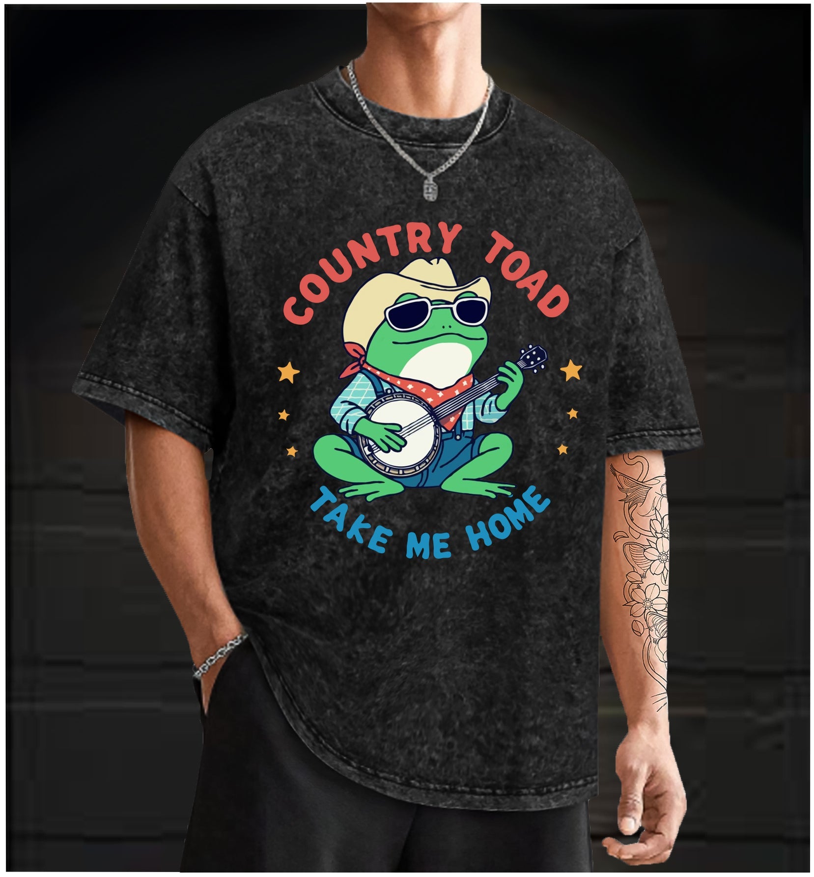 Banjo Frog Dreams  Vintage Washed 100% Cotton T-Shirt - TheDrunkShark