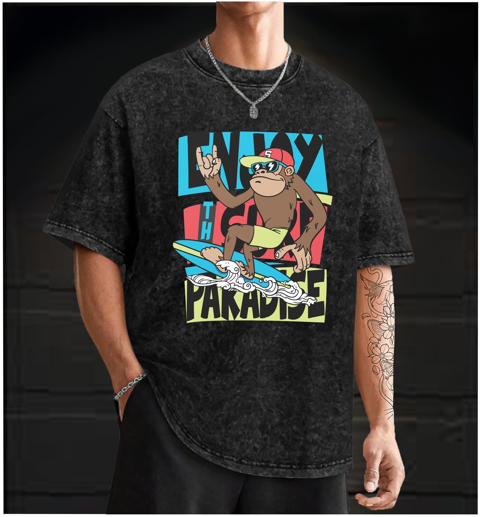  Beach Monkey Vintage Washed 100% Cotton T-Shirt - TheDrunkShark