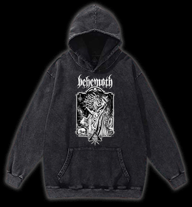 Behemoth Dark Metal Design Vintage Washed 100% Cotton Hoodie - TheDrunkShark