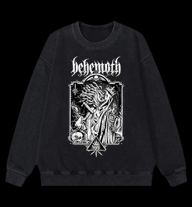 Behemoth Dark Metal Design Vintage Washed 100% Cotton Sweatshirt - TheDrunkShark
