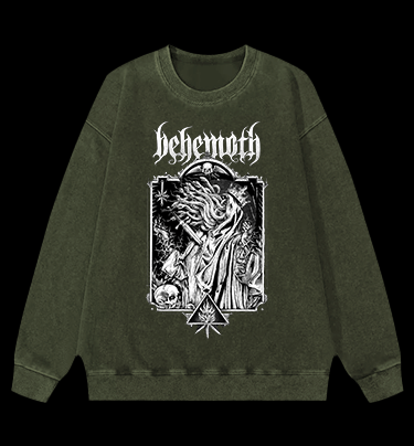 Behemoth Dark Metal Design Vintage Washed 100% Cotton Sweatshirt - TheDrunkShark