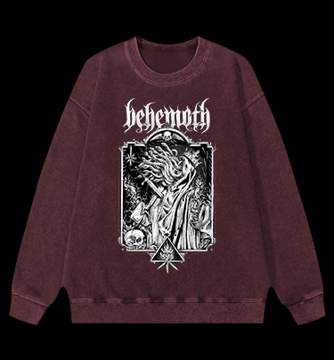 Behemoth Dark Metal Design Vintage Washed 100% Cotton Sweatshirt - TheDrunkShark