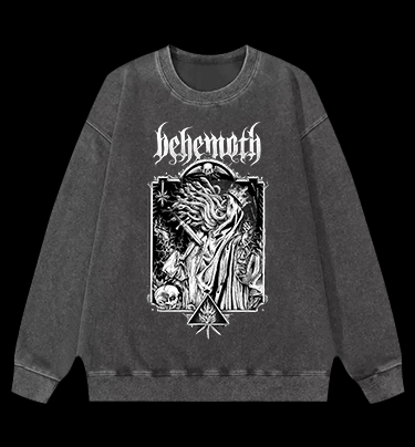 Behemoth Dark Metal Design Vintage Washed 100% Cotton Sweatshirt - TheDrunkShark